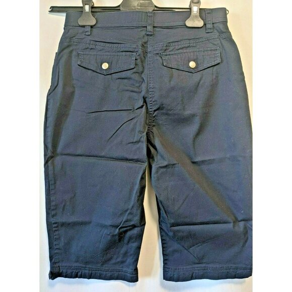 Northern Reflections Women's Capri Pants Cotton Navy Blue Knee Stretch Size 4 - Picture 2 of 9